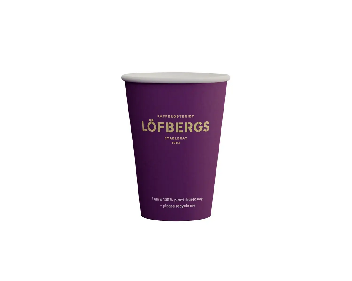 Löfbergs Office BIO take-away muki, 237ml, muovinen kahvimuki suuripakkauksessa, ympäristöystävällinen ja kestävä käyttö.